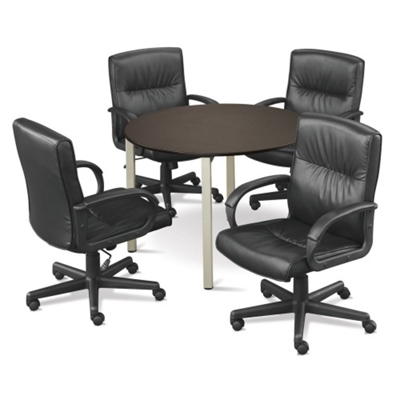 42" Conference Table with Four Leather Chairs, 86139
