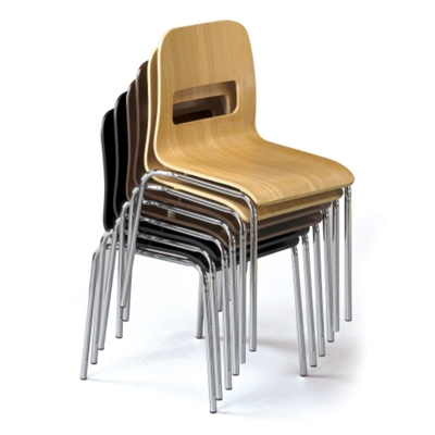 Chairs stack six high for easy storage