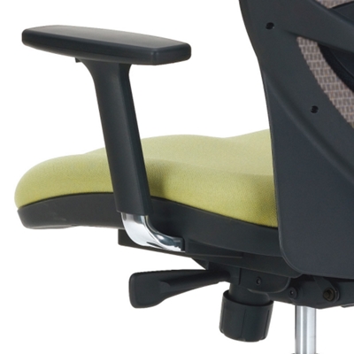 3-Way Egonomic Arm adjustments: Adjustable Arm Height, Adjustable Arm Pivot, and Front-to-Back Arm Pad Adjustment.
