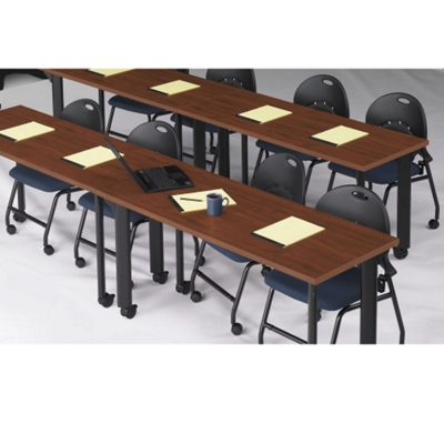 Combine multiple tables and chairs in several rows to create a training room quickly and easily.