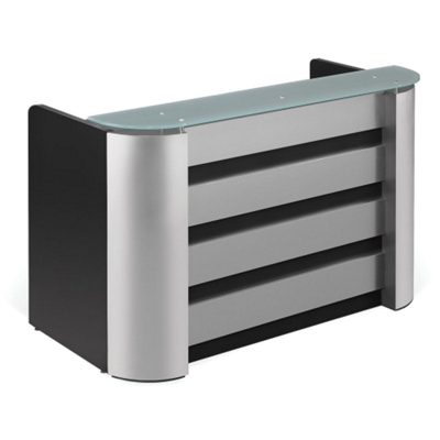 Reception Desk with Aluminum Accents and Glass Top, 15996