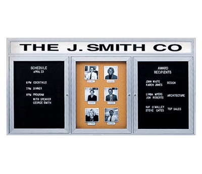 Aluminum Frame Corkboard with Header Panel - 72 x 48
