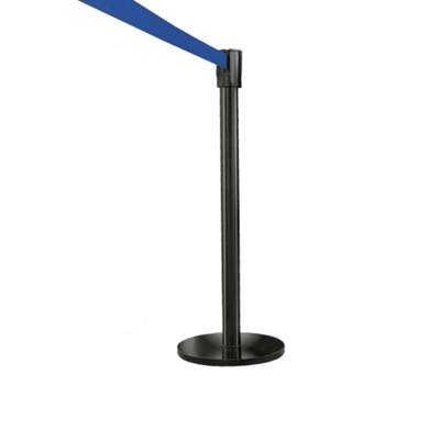 Crowd Control Post In Satin Black with 12' Strap, 85006