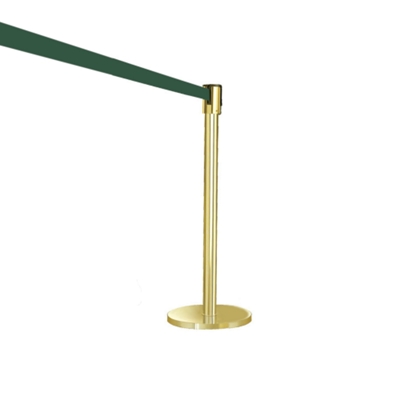Crowd Control Post In Mirror Brass with 12' Strap, 85009