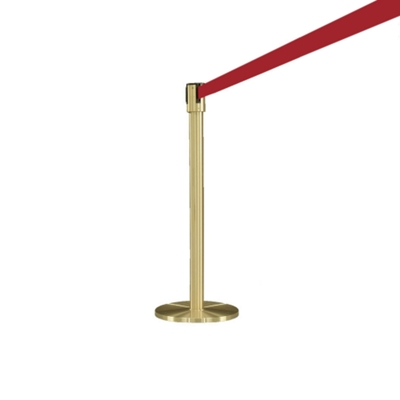 Crowd Control Post In Satin Brass with 12' Strap, 85007