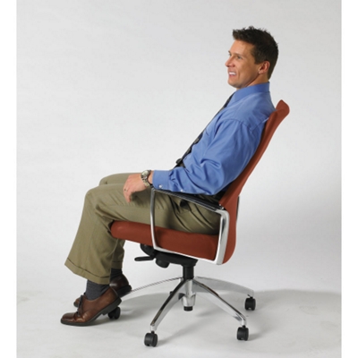 High-back chair provides ultimate support and comfort for taller users.