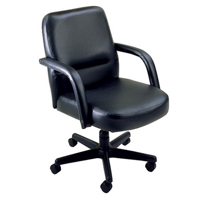 Leather Mid Back Chair on Wheels