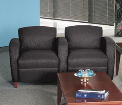 Reception Two Seater with Tapered Arms in Print Fabric, 53475