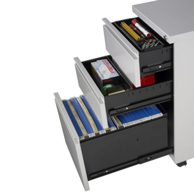 Full extension file drawers shown from side