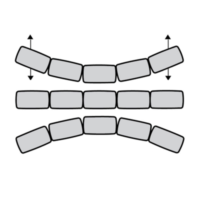 Curved sides allow the tables to arc, giving you nearly unlimited arrangement options