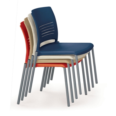 Chairs stack 4 high.