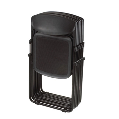 Chairs stack neatly with a small footprint