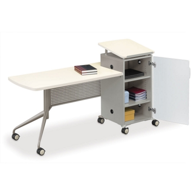 Inside view of Mobile Instructors Station with Storage Door Open.