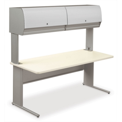 Hutch shown on top of Workzone Table for additional storage.