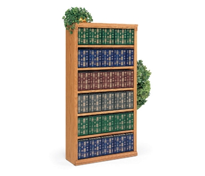 Traditional Six Shelf Bookcase - 70"H