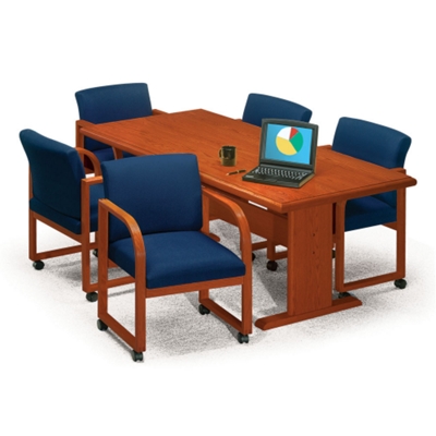 Room scene of conference table with chairs