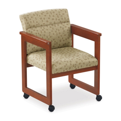 Print Fabric Extended Arm Chair with Casters, 52327