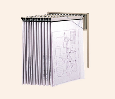 Wall Mount Blueprint Rack with 30 Clamps