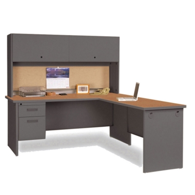 Steel L-Desk with Hutch, 86117