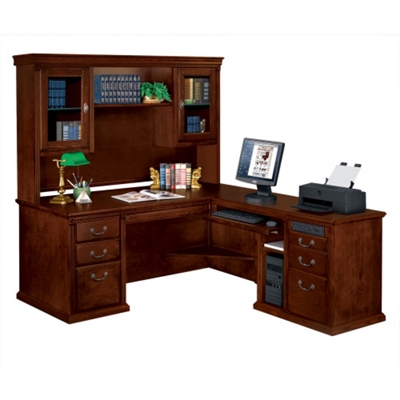 Huntington Cherry L-Desk with Right Return and Hutch, 13392