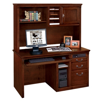Huntington Cherry Single Pedestal Computer Desk with Hutch, 13394