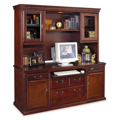 When closed, hutch top has a light in the middle