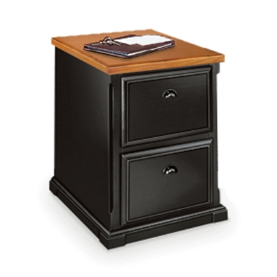 Distressed Black and Oak Two Drawer Vertical File, 15226