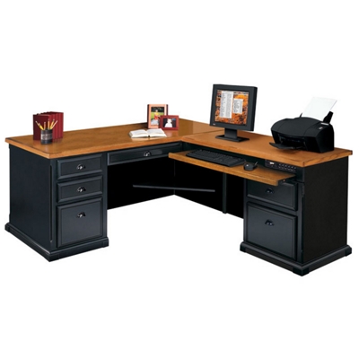 Black and Oak L-Desk with Right Return, 15230