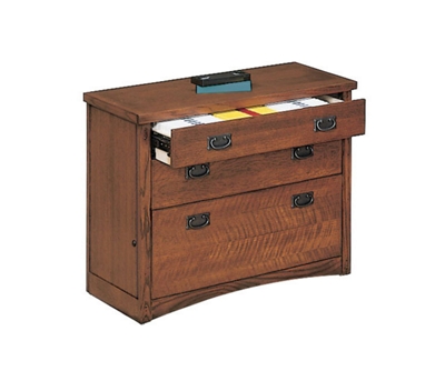 Mission Oak Three Drawer Multimedia File Cabinet