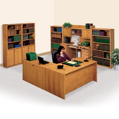 Contemporary Oak Right L-Desk Office Set, 86188