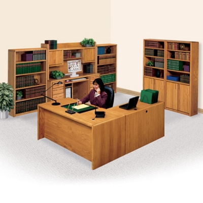 Contemporary Oak Left L-Desk Office Set, 86189