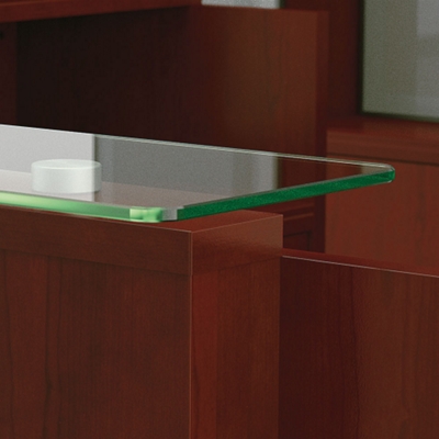 Close-up view of glass countertop