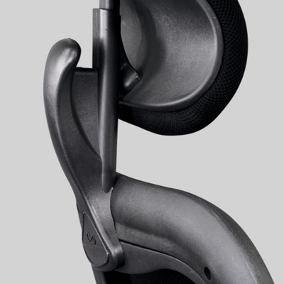 Headrest features a built-in coat hook.