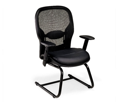 Leather Guest Chair with Mesh Back, 50476