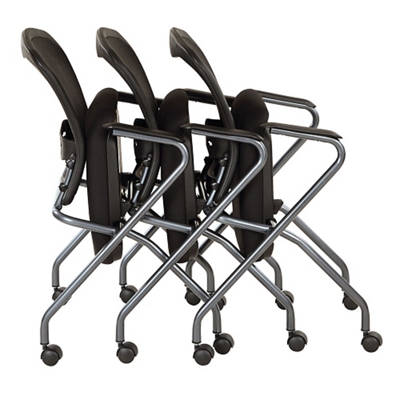 Chairs nest together when not in use and for easy transportation.