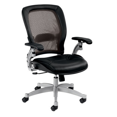 Mesh Mid-Back Ergonomic Chair with Leather Seat