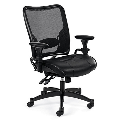 Ergonomic Chair with Leather Seat and Mesh Back, 56482