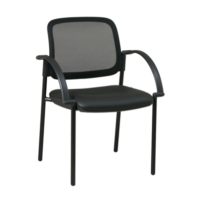 Mesh-Back Guest Chair with Leather Seat, 56721