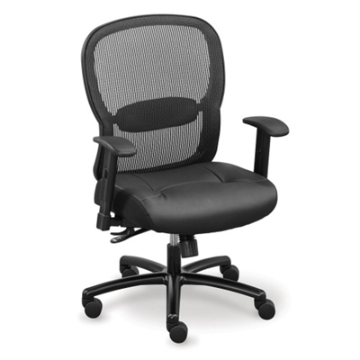 Linear Mesh Back Big and Tall Chair with Memory Foam Leather Seat, 56950