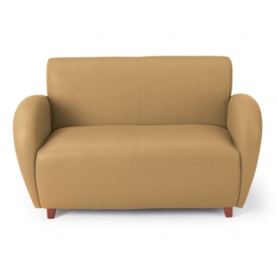 Front View of Loveseat in Taupe Upholstery