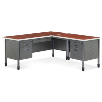 Perforated Metal L-Desk with Right Return, 11321