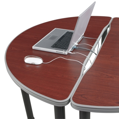 2 Half Round tables combine with center wire management