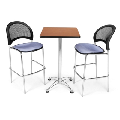 Square Cafe Table with Two Mesh Back Stools, 44564