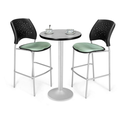 Round Flip-Top Cafe Table with Two Stools, 44567