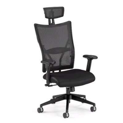 Executive Mesh High-Back Chair with Leather Seat, 56664G