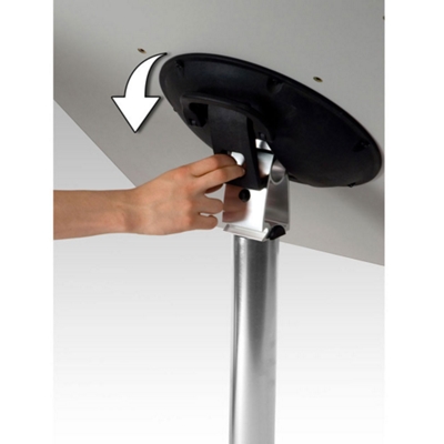 Table Tops folds vertically and features carry handle