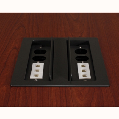 Tables feature data ports and electrical panels