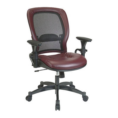Ergonomic Chair with Leather Seat and Mesh Back