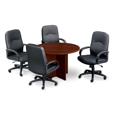 48" Table and 4 Leather Chairs