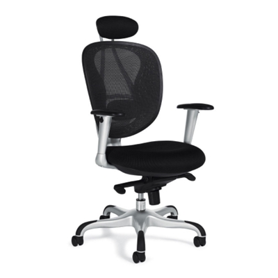 Mesh Chair with Headrest and Titanium Finish Accents, 50737